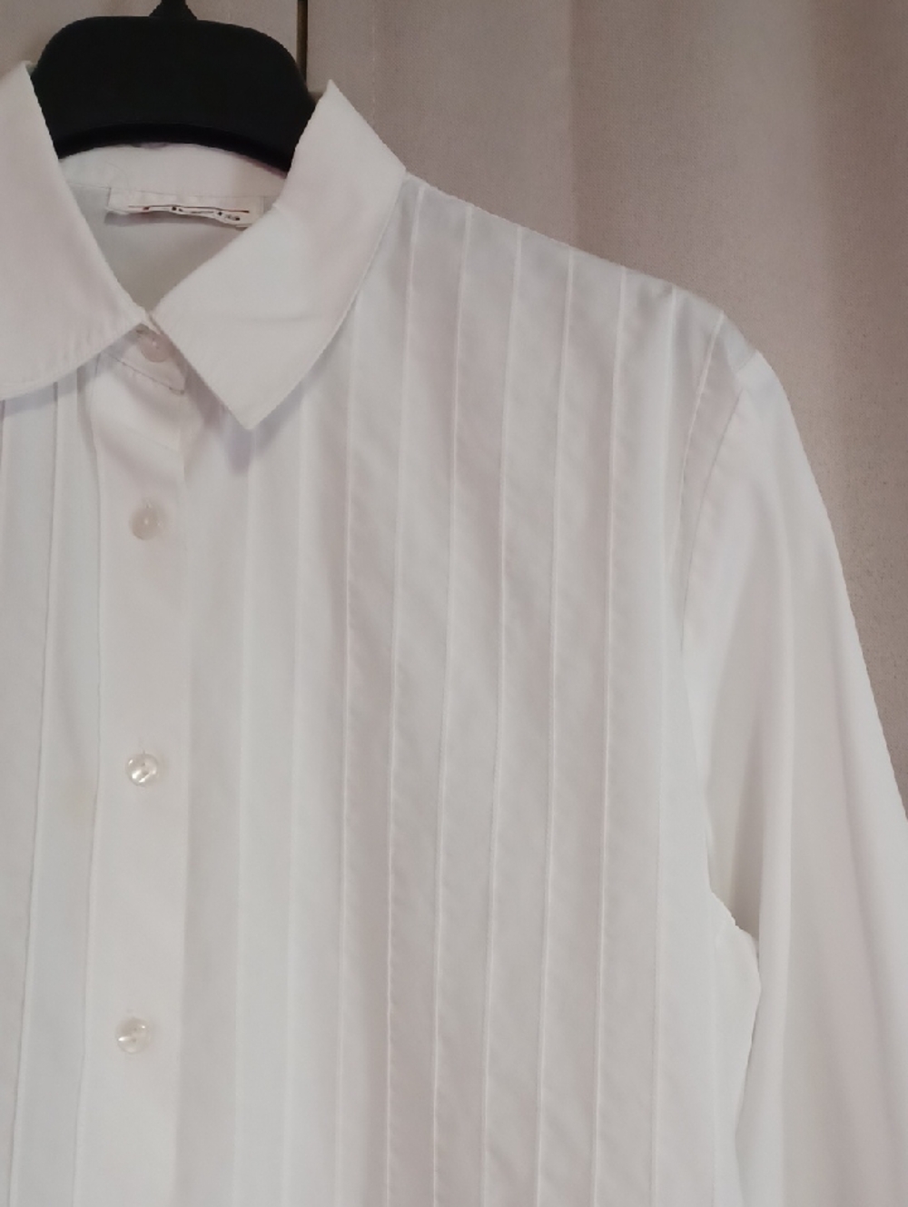 Talbots White Long Sleeve Button Front Shirt Textured Vertical Stripe Front - Picture 5 of 15